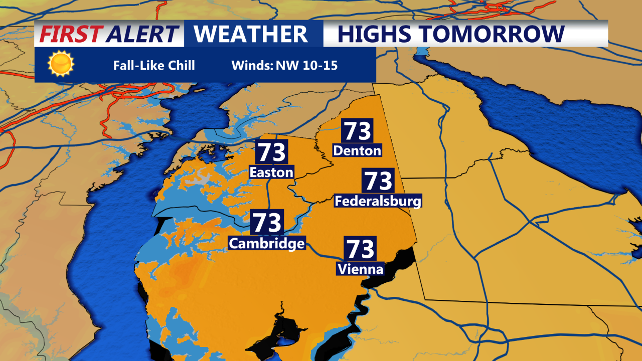 Eastern Shore Sunday High Temps